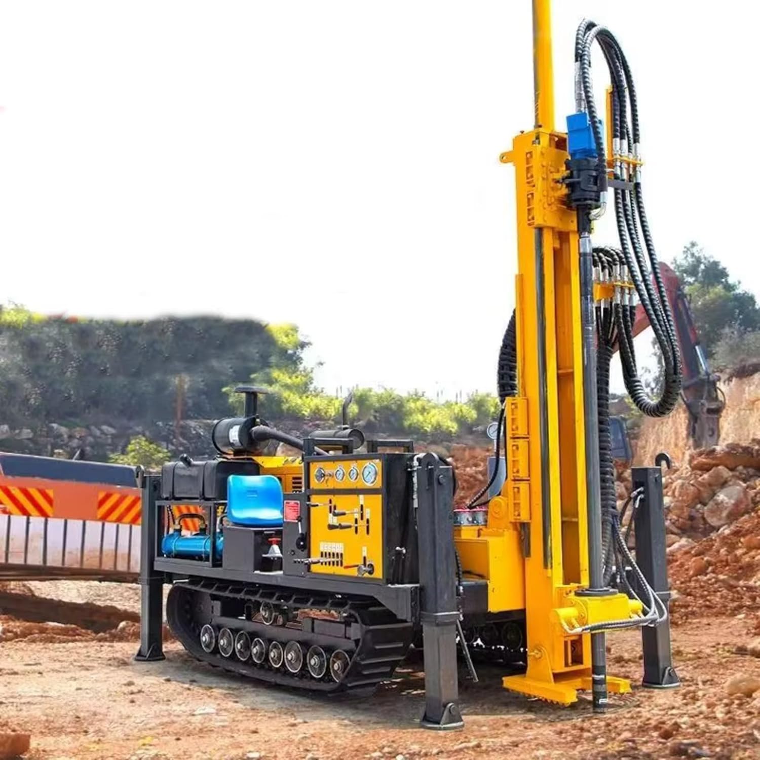 tracked water well drilling rig,hydraulic borehole drilling machine,portable groundwater well drill,crawler drilling rig for sale,best water well drilling equipment,tracked drilling rig worth buying unboxing and complete package contents