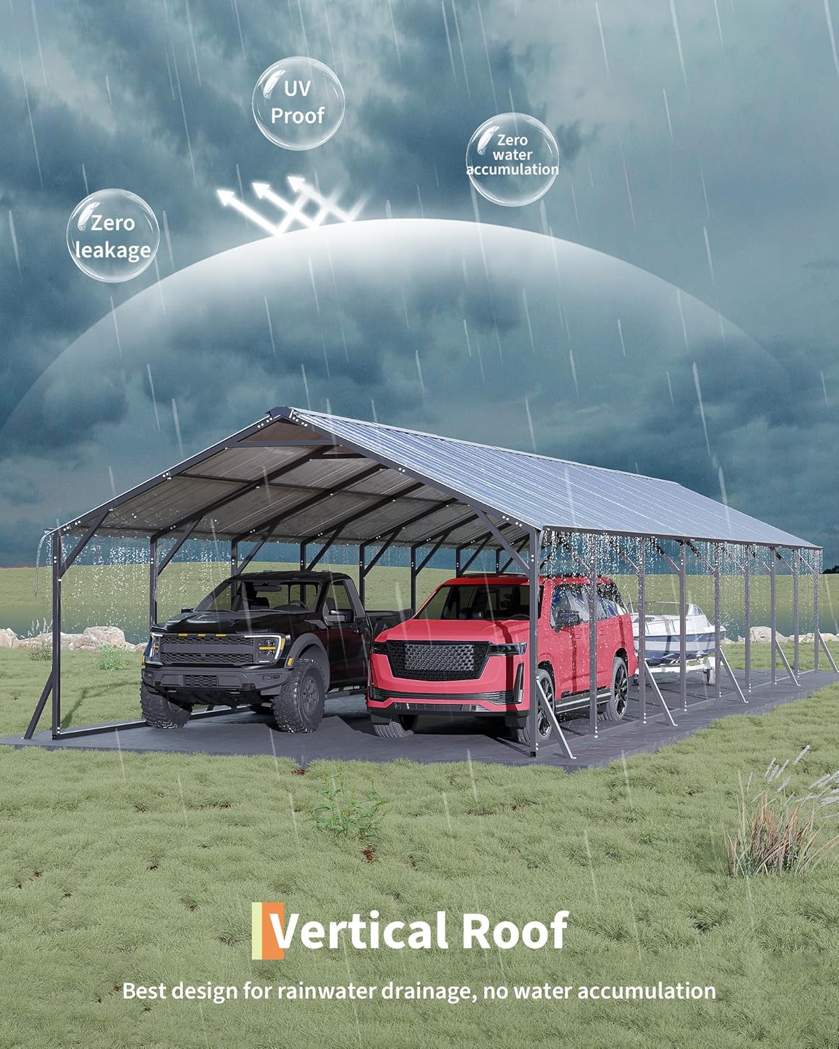 Step-by-step guide for GarveeLife metal carport review showing assembly process for the 20x40 steel carport