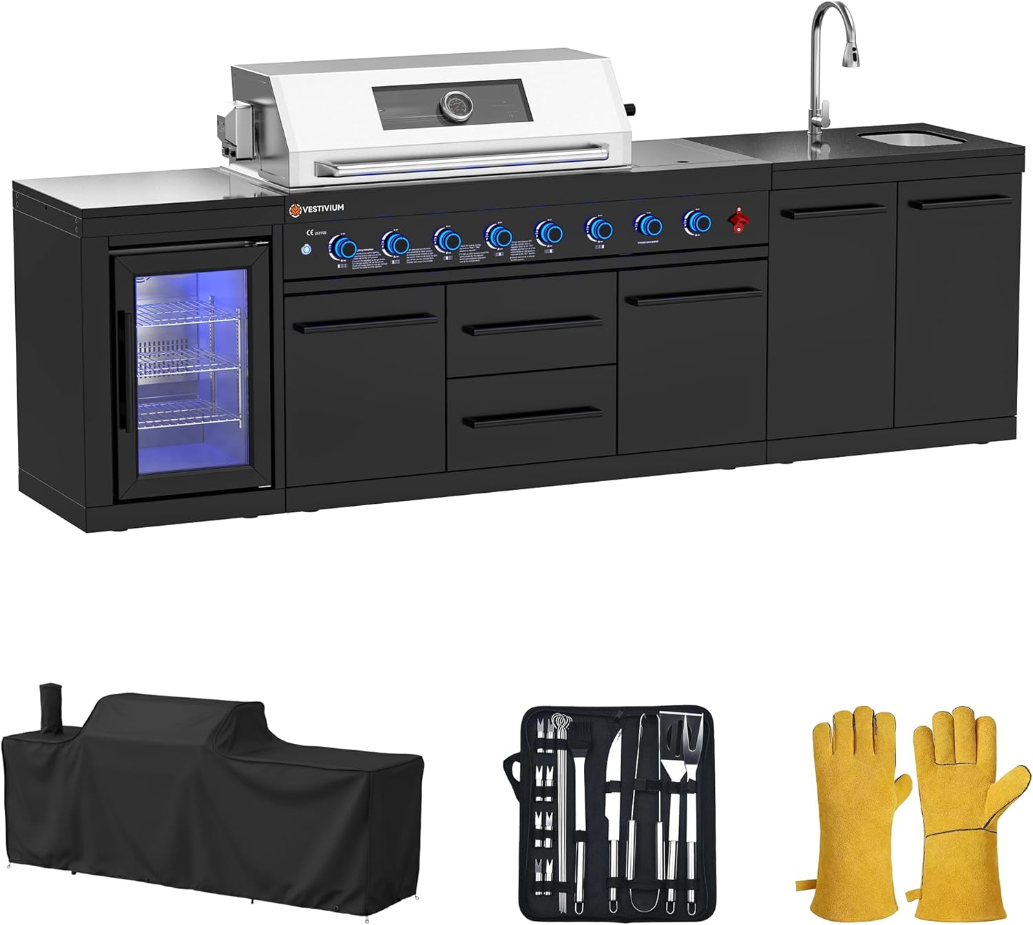 VESTIVIUM outdoor kitchen review, VESTIVIUM outdoor kitchen pros cons, best modular outdoor kitchen, VESTIVIUM 112 grill worth buying, 8 burner outdoor kitchen review, all-in-one outdoor kitchen vs modular - detailed features and technical specifications